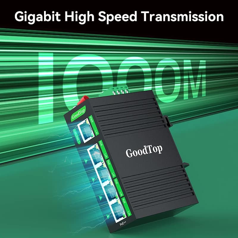 Industrial Network Switch 5-Port Gigabit | DIN Rail 120W BT90W PoE | Plug & Play - Thumbnail 3
