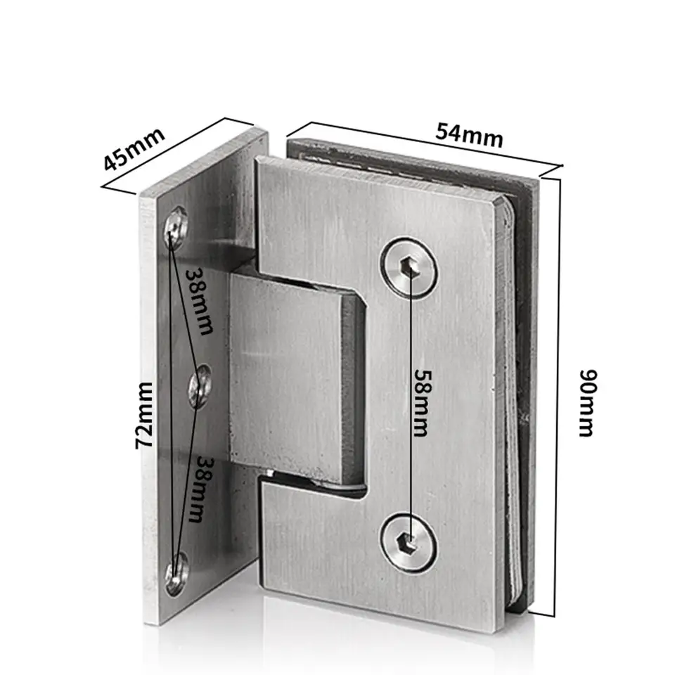 90 Degree Glass Gate Hinges | Bathroom Shower Door Clamp | For 8-12mm Glass - Thumbnail 4