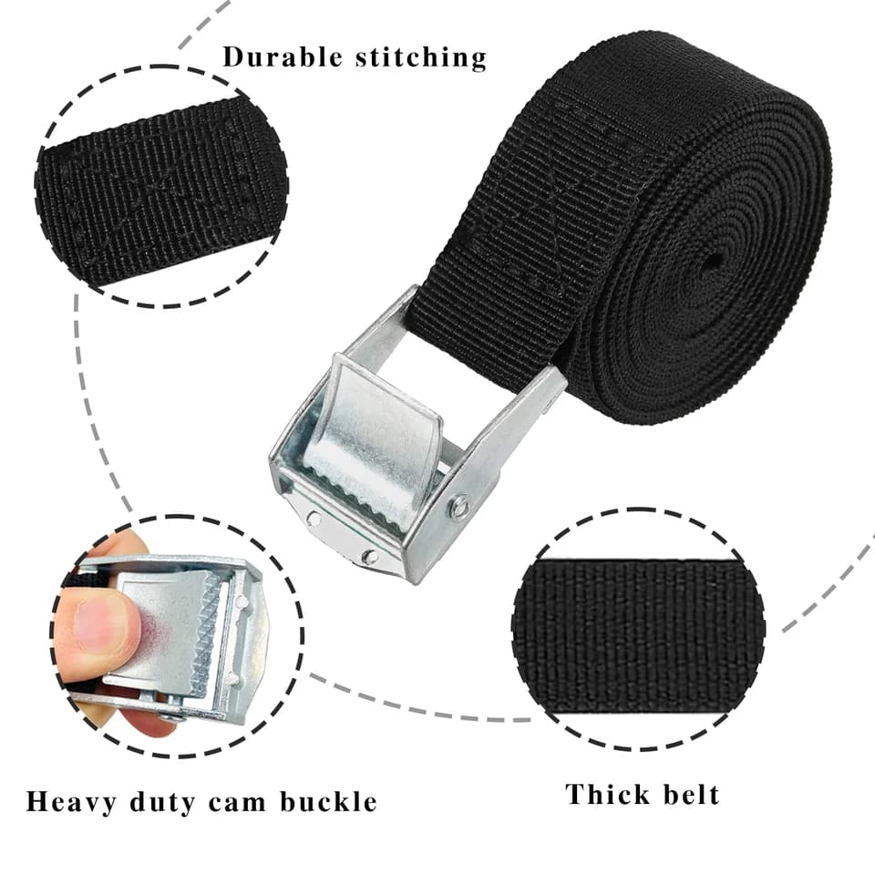 Tie-Down Straps | 6M Length | For Car & Motorcycle Cargo - Thumbnail 4