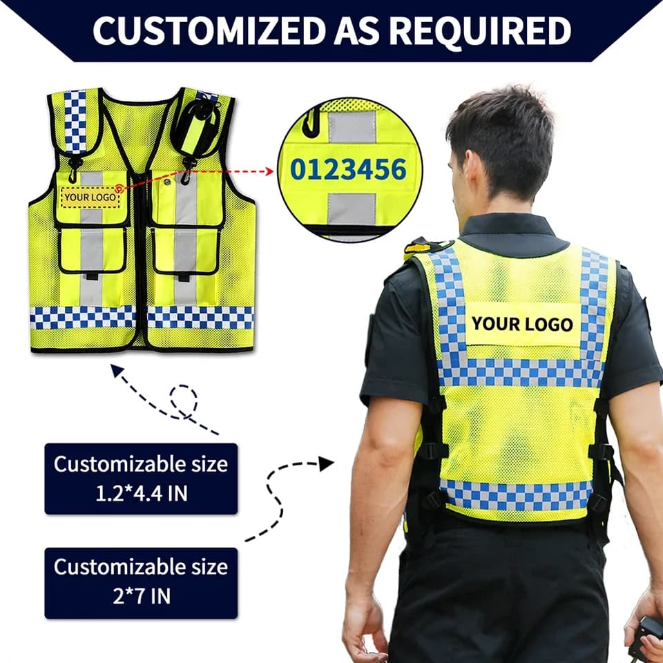 Hi Vis Vest | Breathable Mesh Multi-Pocket | Adjustable Workwear - Thumbnail 4