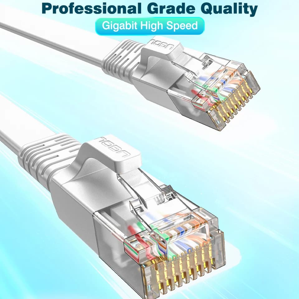 Cat6 Flat Ethernet Cable | 1Gbps RJ45 Patch Lead | Low Profile Internet Cable - Thumbnail 2