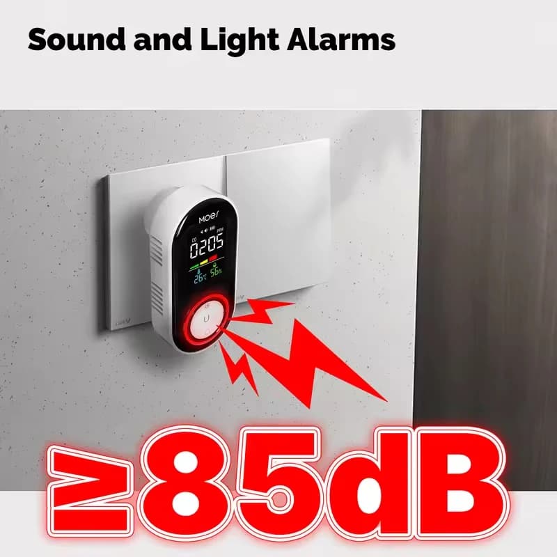 5-in-1 Smart Air Quality Smoke Detector | CO, Temp & Humidity | Plug-in LCD Display - Thumbnail 5