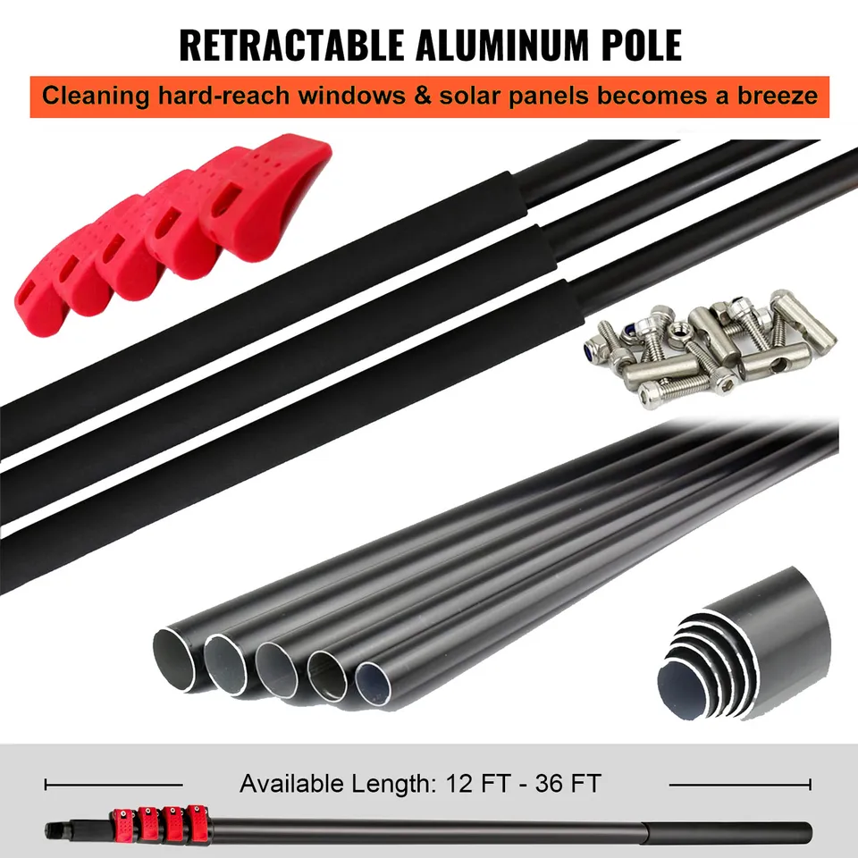 Telescopic Window Cleaning Pole | Rotatable Brush Head | Solar Panel Cleaning - Thumbnail 4