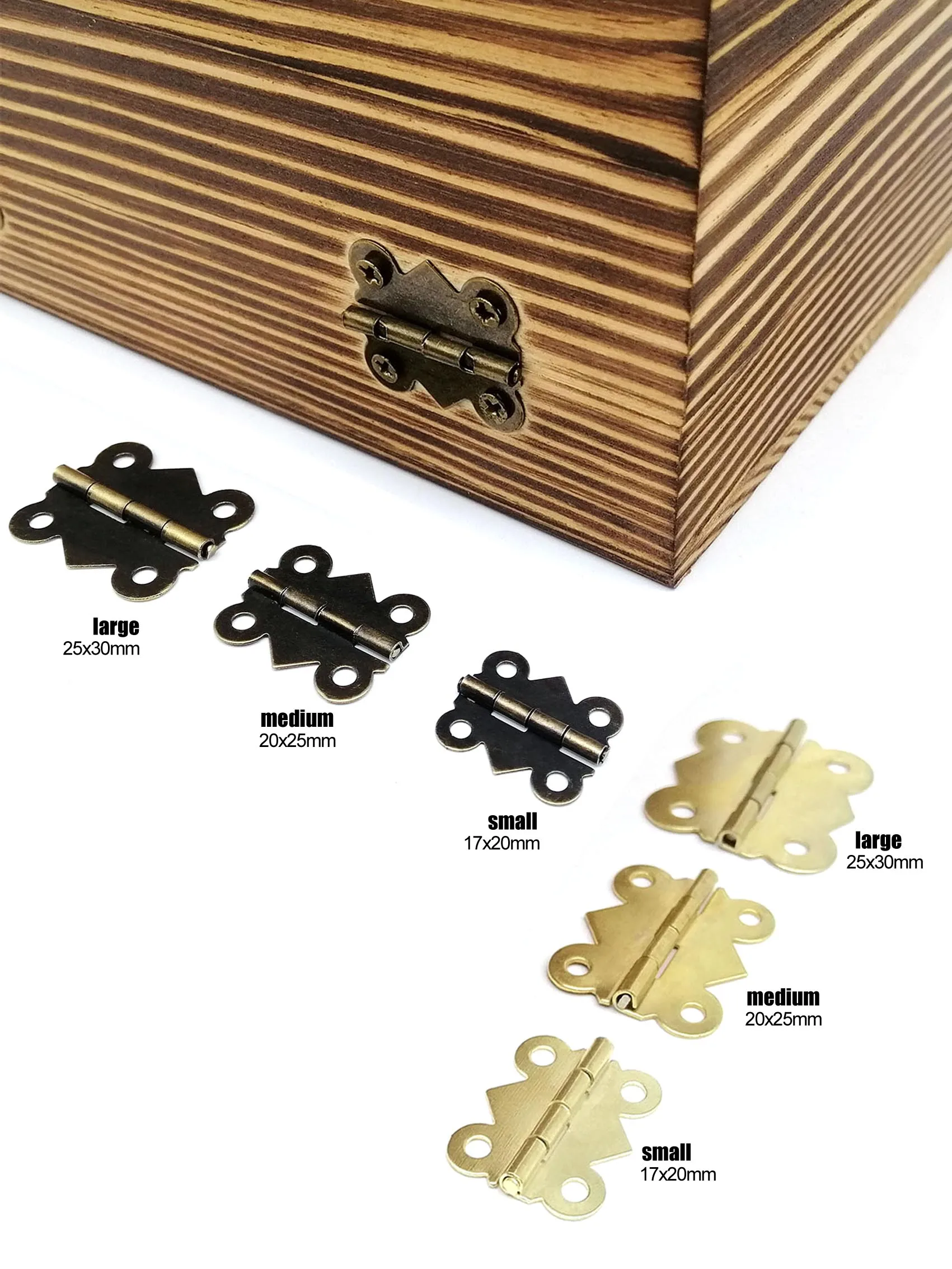 Brass Butterfly Hinges | 12pcs Decorative Jewelry Box Hardware | with Screws - Thumbnail 7