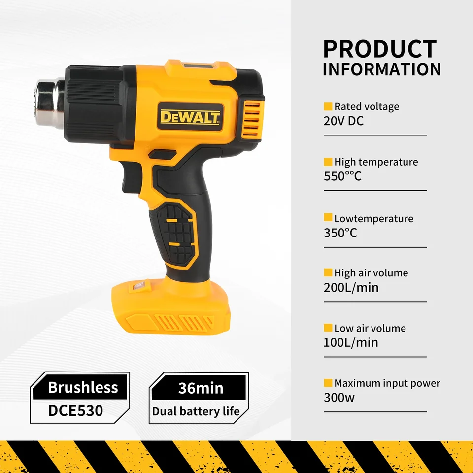 DEWALT DCE530 Heat Gun | Cordless 550°C | Industrial Welding & Blower Tool - Thumbnail 5