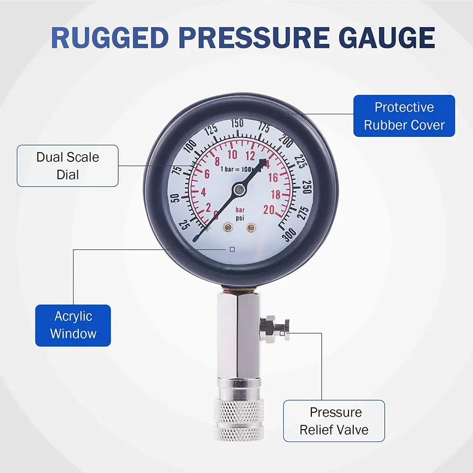 Fuel Pressure Gauge | Compression Tester Kit | M10-M18 Adapters - Thumbnail 5