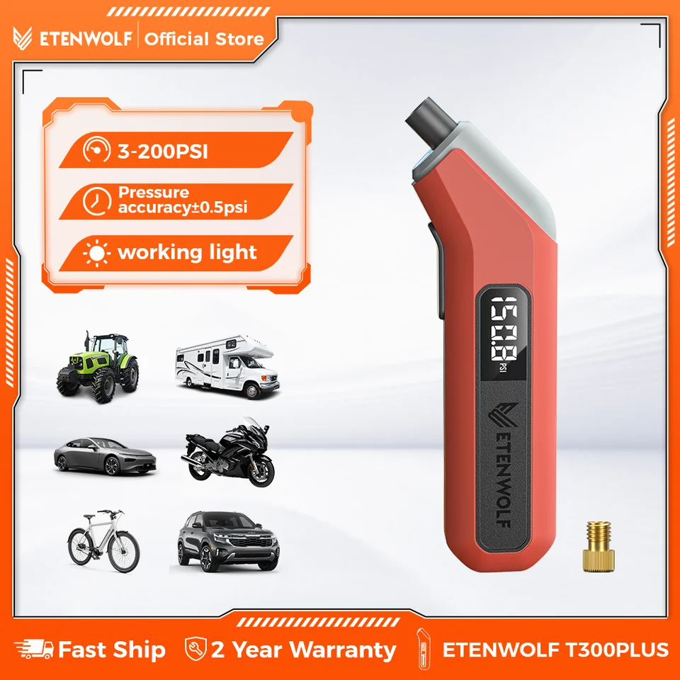 T300 Plus Digital Tyre Inflator | 200 PSI LED Display | Presta Valve Adaptor - Thumbnail 2