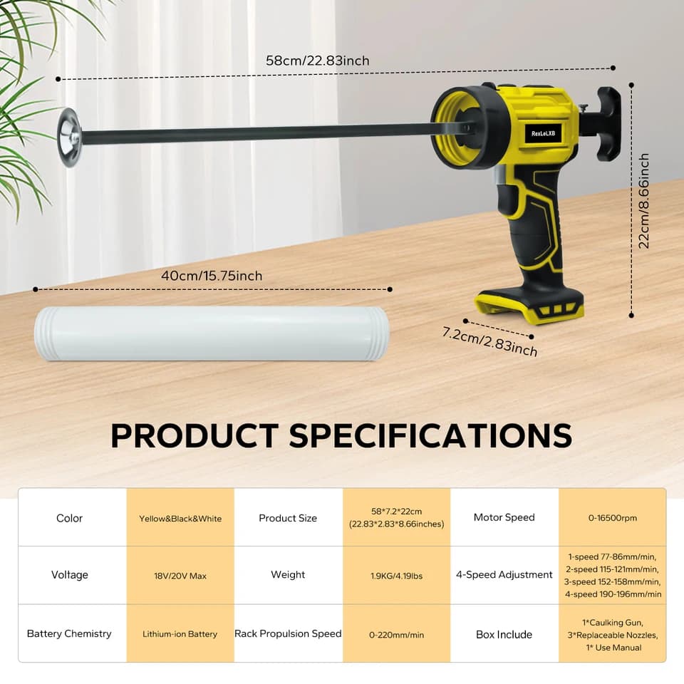 Battery Sealant Gun | 20oz/600ml | For DeWalt 20V Battery - Thumbnail 6