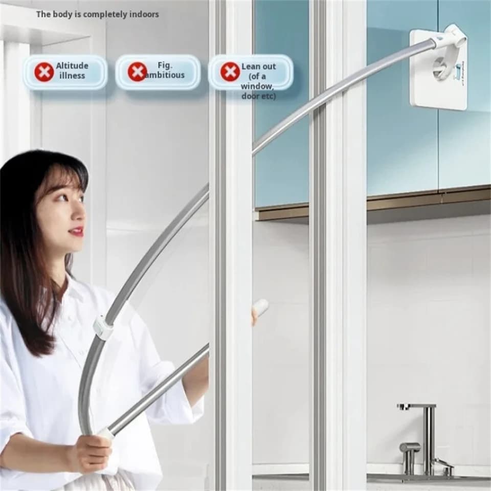 High Window Cleaning Kit | Double-Sided Glass Wiper | Extended Reach Pole - Thumbnail 3