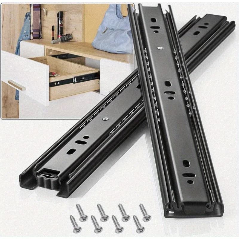 3-Way Drawer Slides | 8-Inch Heavy-Duty Steel Rails for Smooth, Quiet Operation - Thumbnail 2