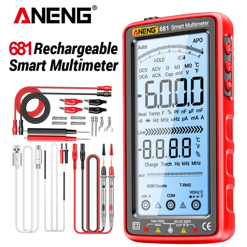 Digital Multimeter | AC/DC Voltage & Current Tester | Rechargeable & Non-Contact Detection