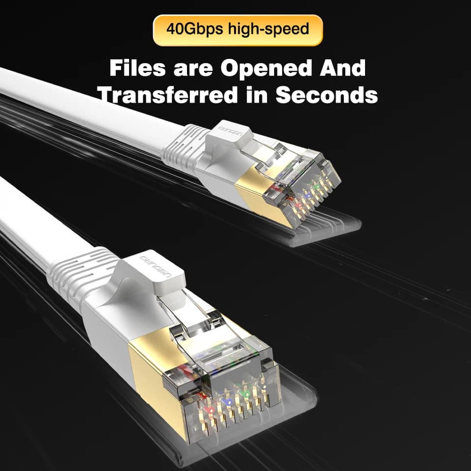 Cat8 Ethernet Cable | Flat 40Gbps Shielded LAN | Pure Copper High-Speed Internet - Thumbnail 3