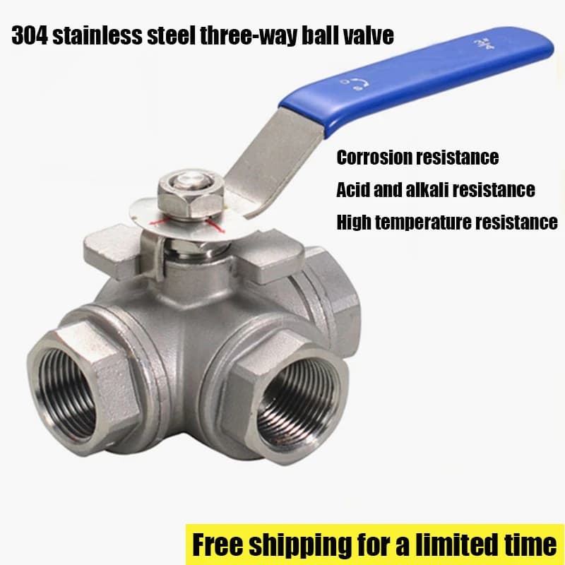 Stainless 304 Steel 3-Way Ball Valve | Full Port BSP Female | Water, Oil, Air, Gas - Thumbnail 2