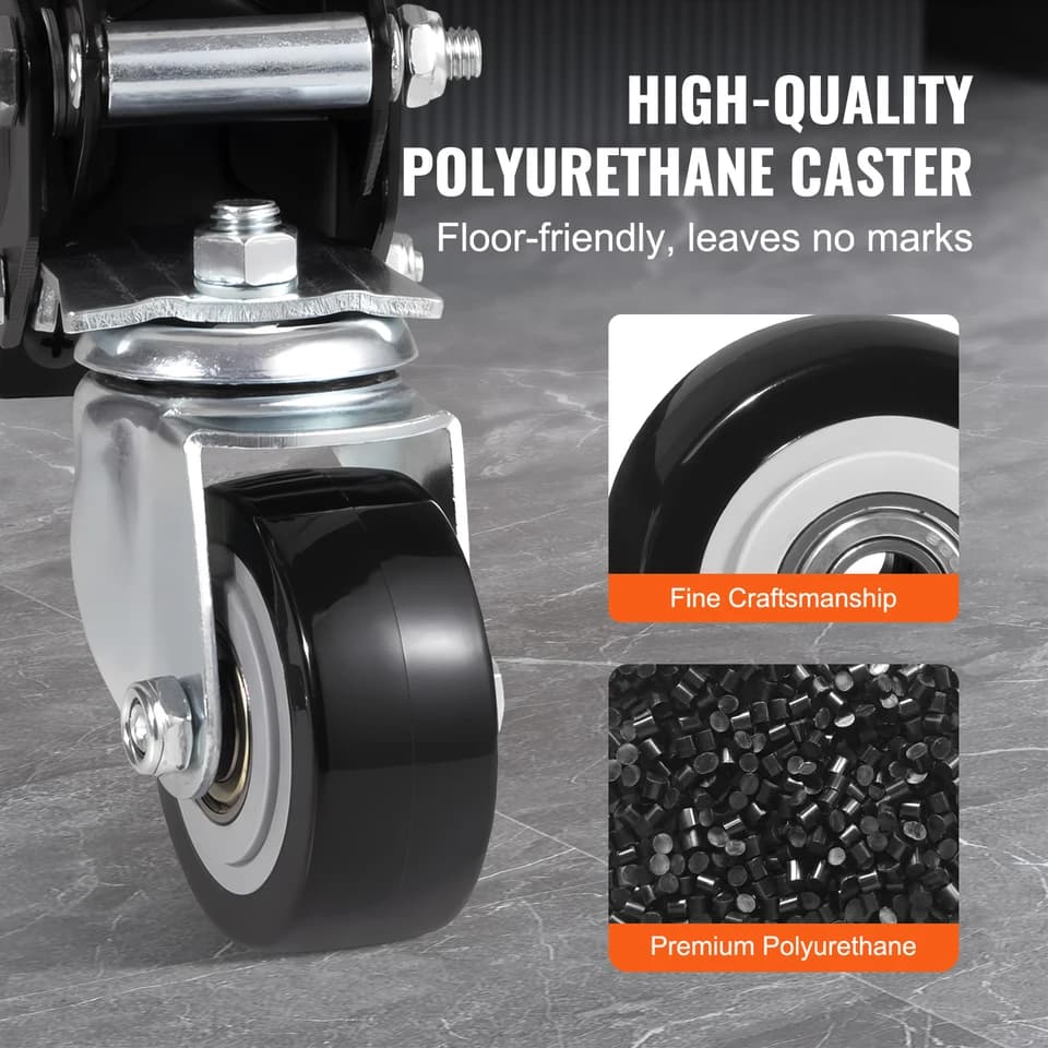 Retractable Stepdown Wheel Chock for Caravan | 165 lbs 2.5" Swivel | Workbench & Equipment Casters - Thumbnail 4