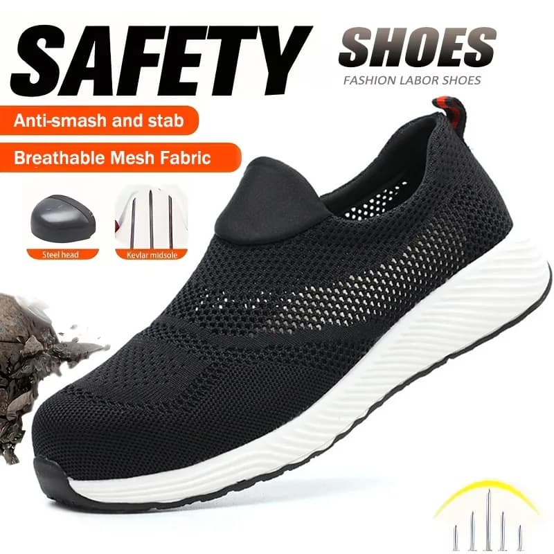 Safety Shoes Men | Breathable Steel Toe Work Boots | Puncture-Proof - Thumbnail 2