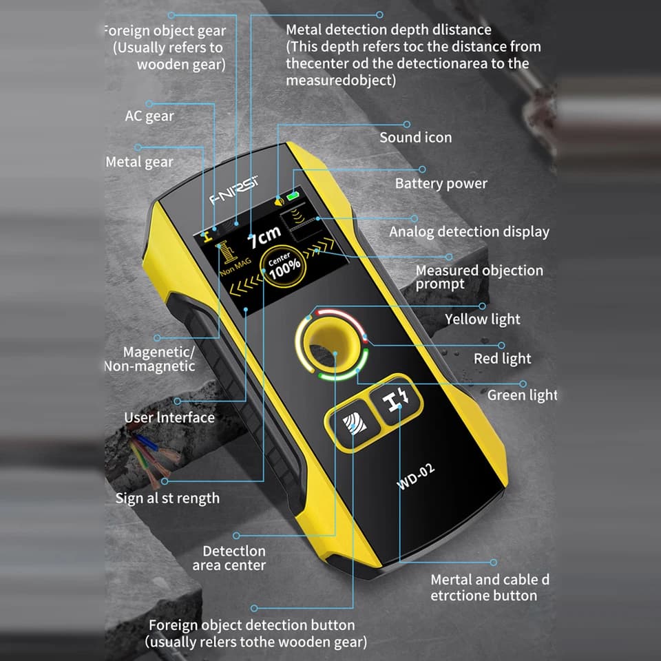 WD-01/WD-02 Stud Finder | TFT Colour Display | Metal, Wood & Live Cable Scanner - Thumbnail 3