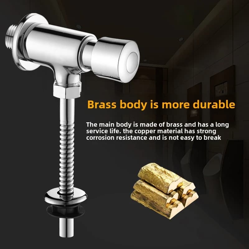 Toilet Valve Flush | Self-Closing Brass Urinal | Delay Action Hand Press - Thumbnail 2