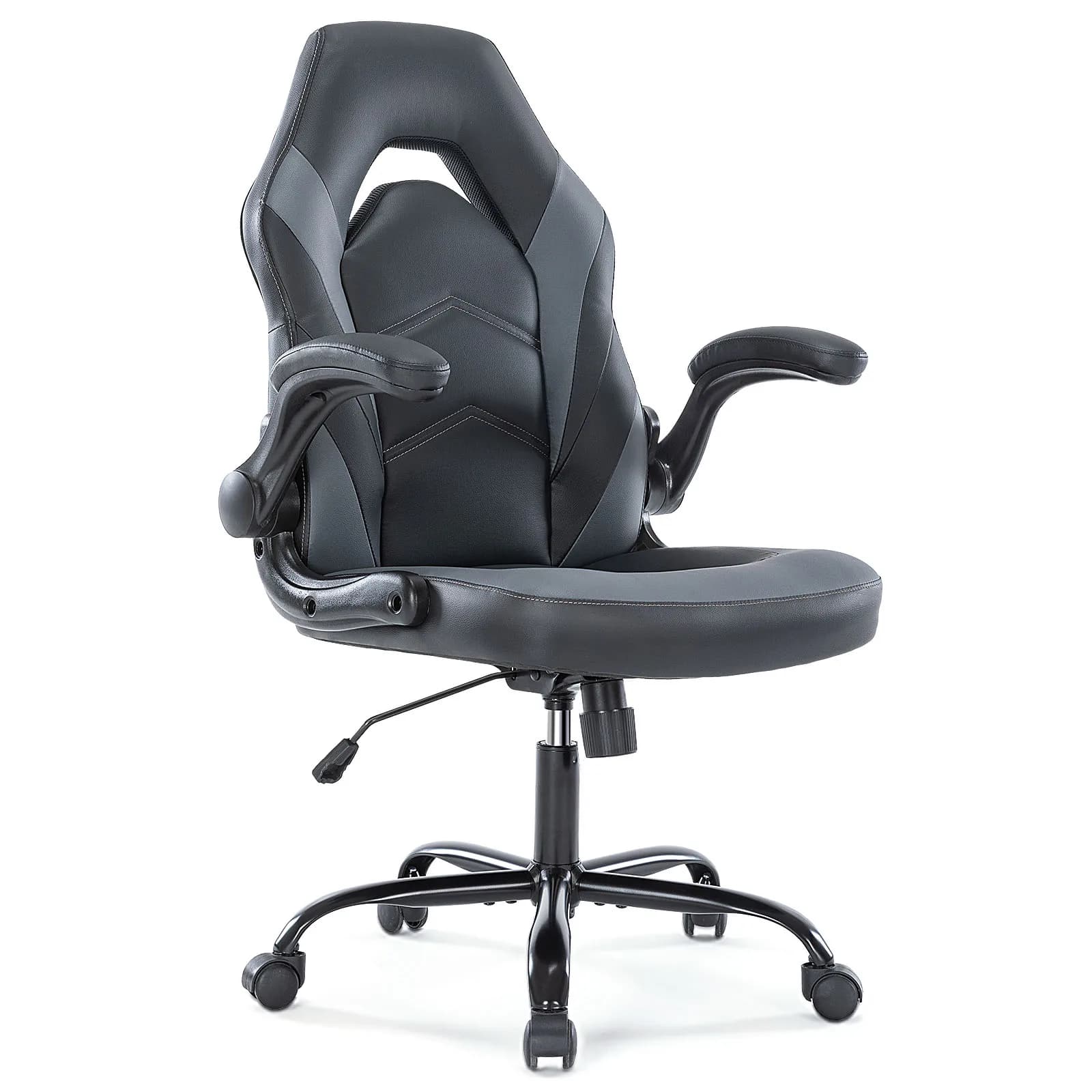 Leather Racing Chair | Flip-up Armrest Ergonomic Desk Chair | Home Office Gaming Furniture