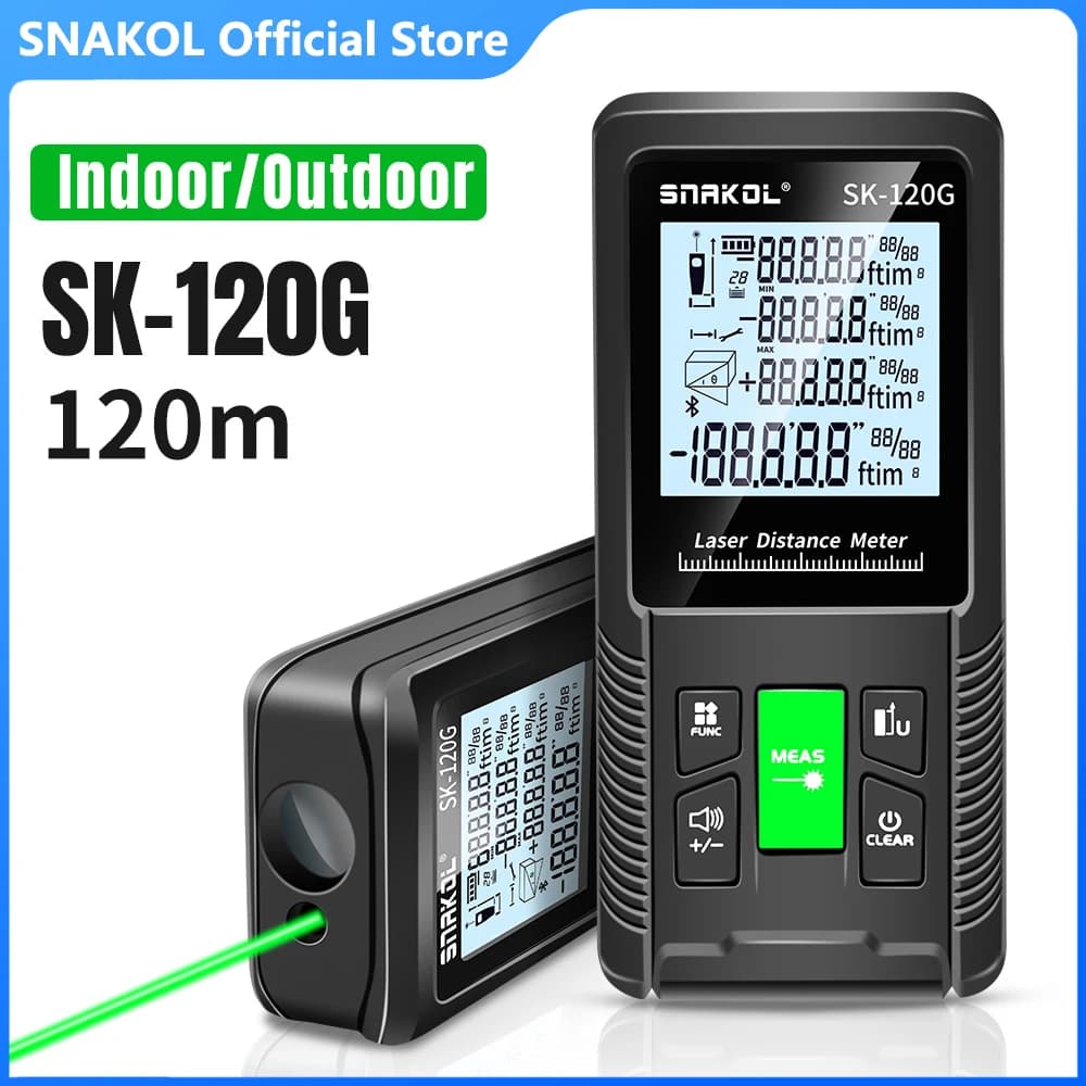 Laser Distance Meter | 40-120m Range | Green/Red Laser | Electronic Ruler - Thumbnail 2