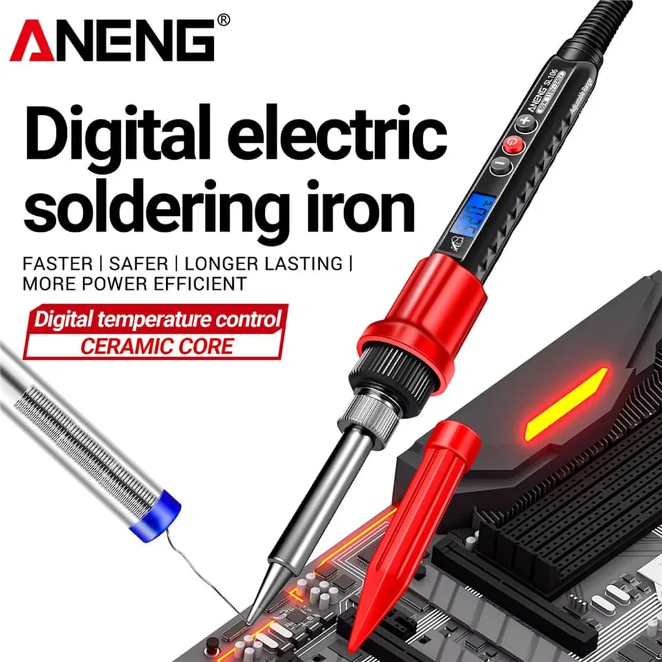 60W Adjustable Soldering Iron | 180-520°C Temp Control | Electrician Repair Tool - Thumbnail 4