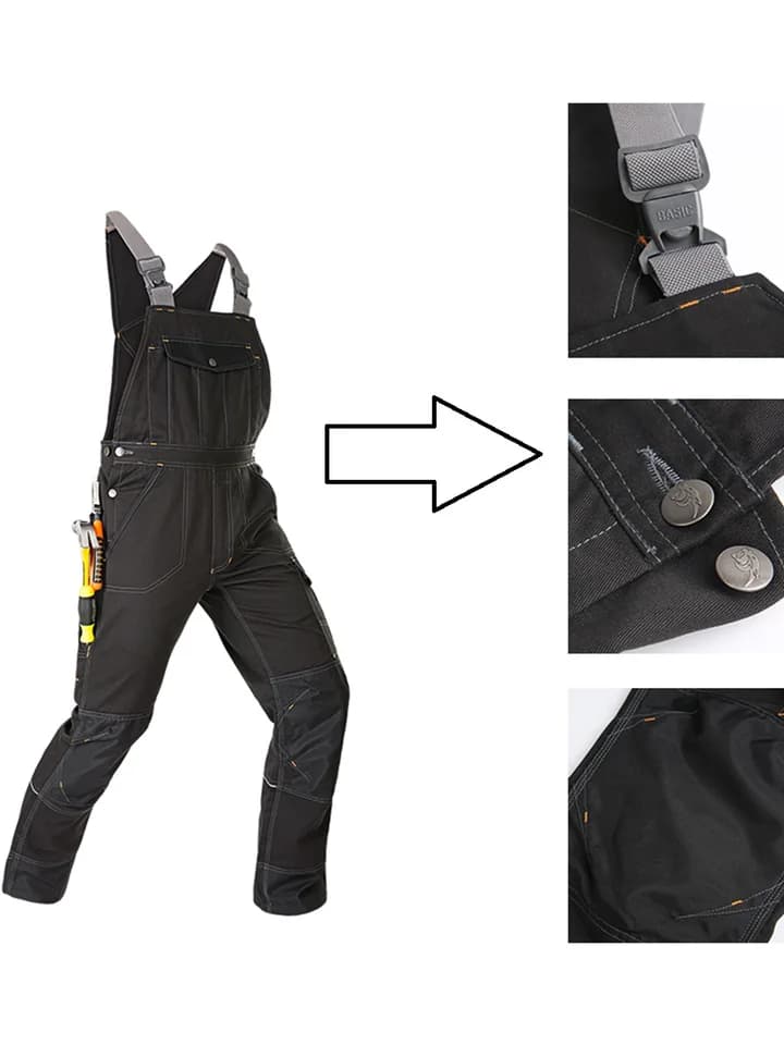 Men's Bib & Brace Overalls | Durable Workwear Protection | Multi-Pocket Cargo Design - Thumbnail 5