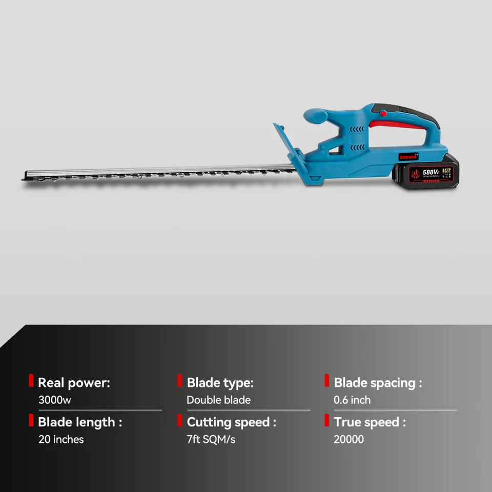 Cordless Hedge Trimmer | 20V Li-ion Power | 20-inch Blade Garden Tool - Thumbnail 2