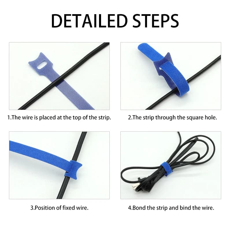 300mm Reusable Cable Ties | Nylon Hook & Loop | T-Type Wire Management - Thumbnail 3
