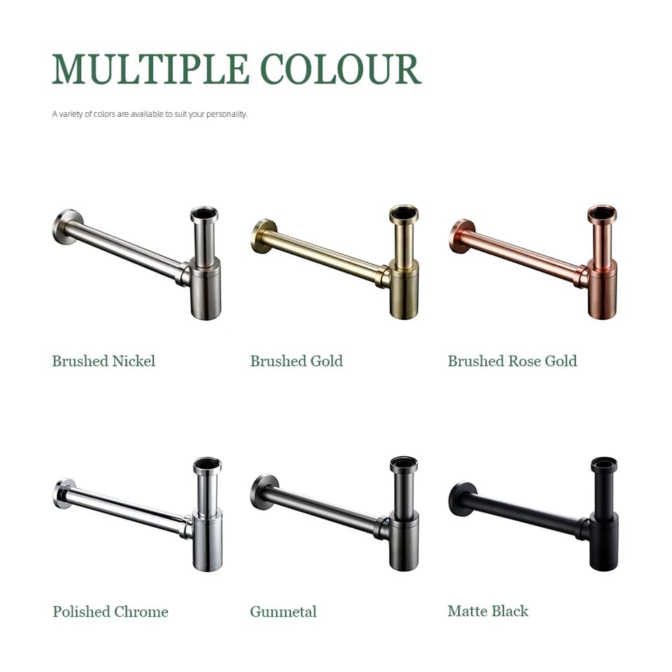 Brushed Brass Basin Waste P-Trap | Wall Mounted Bottle Siphon | UK Standard Plumbing - Thumbnail 7