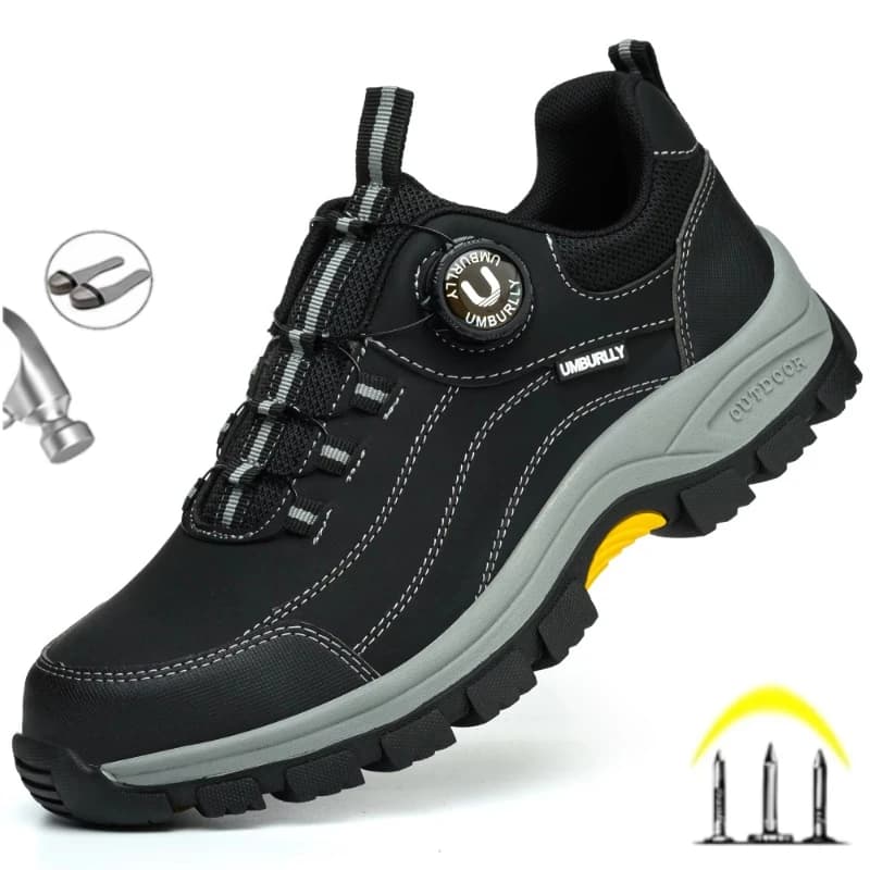 Black Leather Safety Wellington Boots | Steel Toe & Midsole | Industrial Workwear - Thumbnail 2