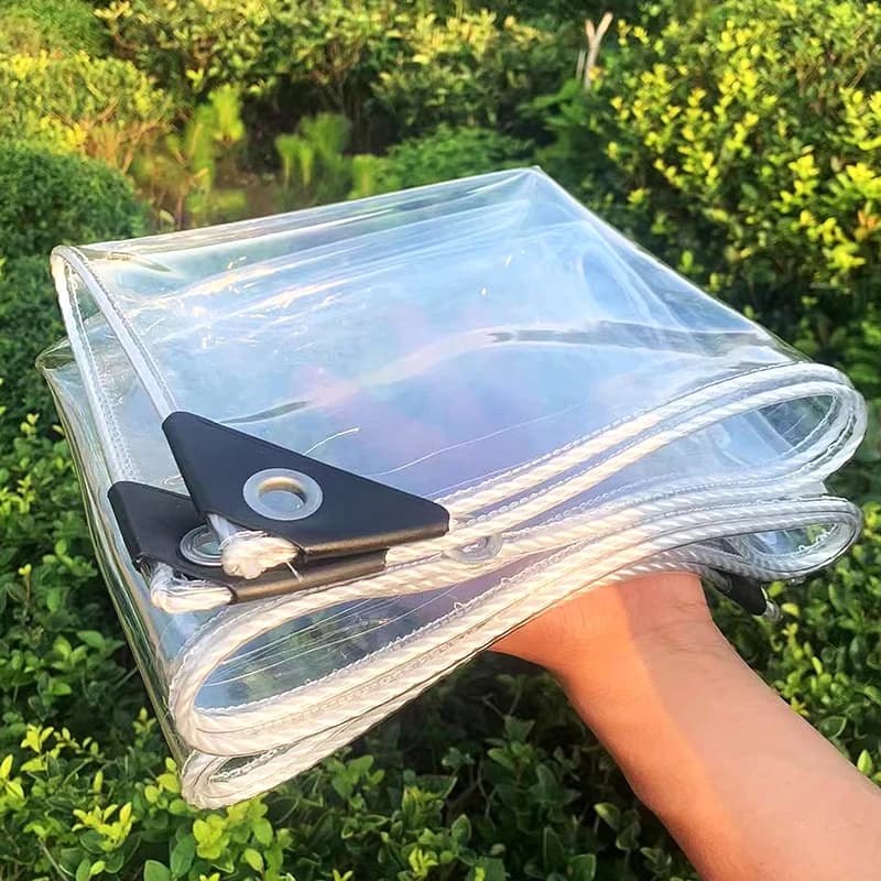 Clear PVC Tarpaulin | 0.35/0.55mm Heavy Duty | Garden & Balcony Rain Cover - Thumbnail 4