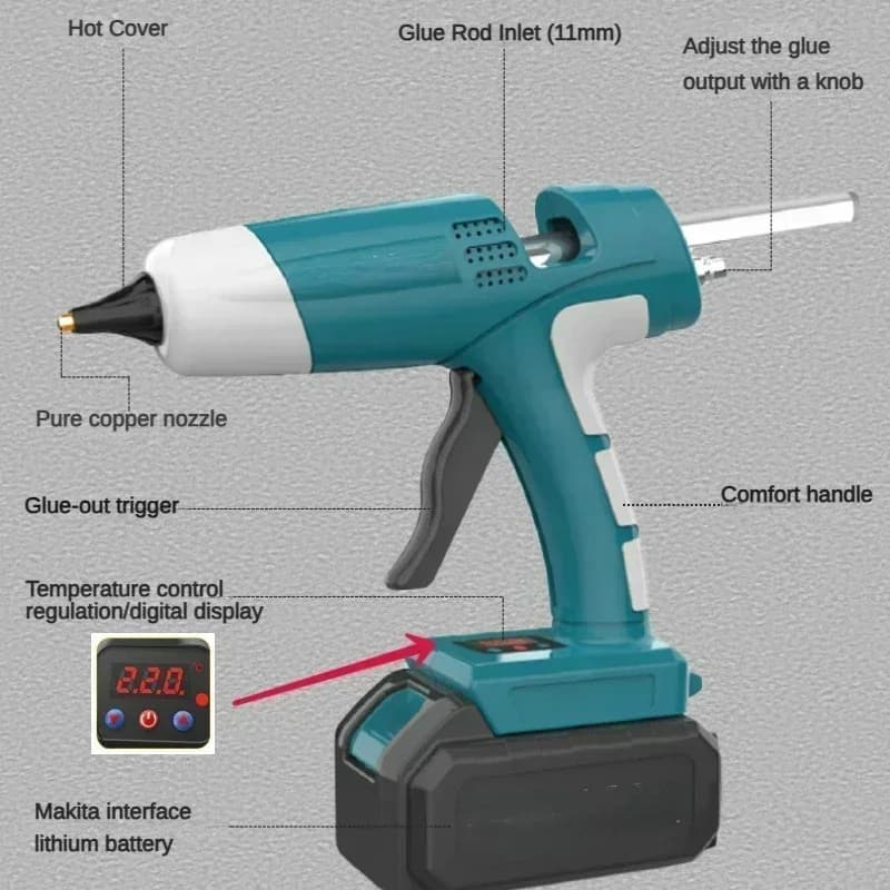 Makita 18V-21V Cordless Glue Gun | Digital Temp Control | DIY & Repair - Thumbnail 4