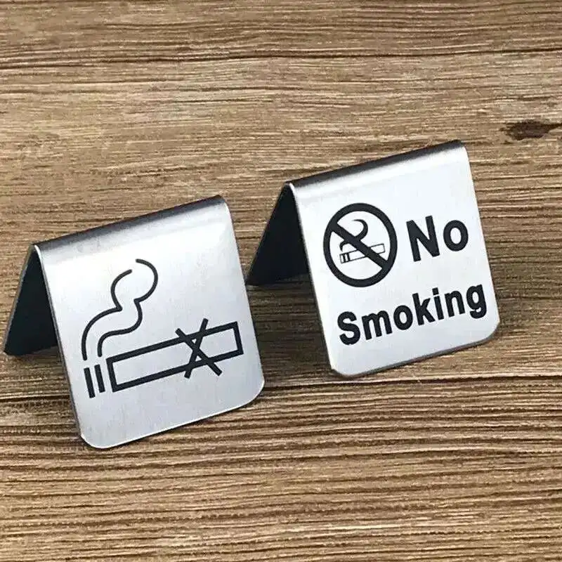 No Smoking Sign | Metal Plate | Tabletop Notice Stand - Thumbnail 2