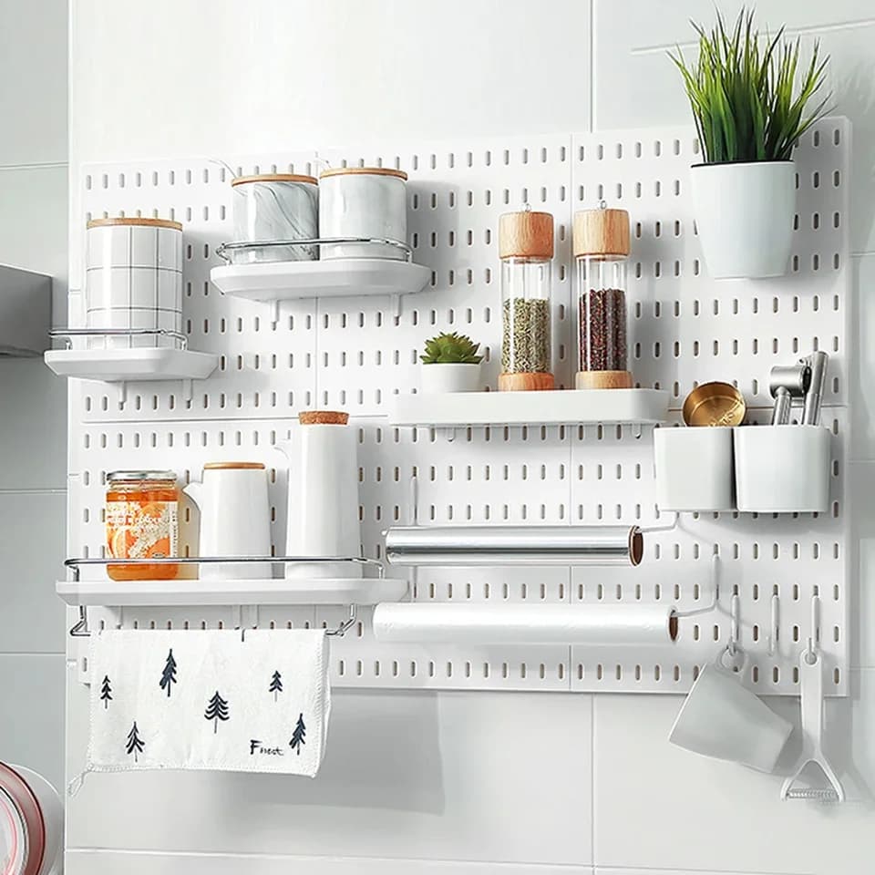 Pegboard Wall Organiser Panel | No-Drill Shelving System | Garage & Workshop Storage - Thumbnail 3