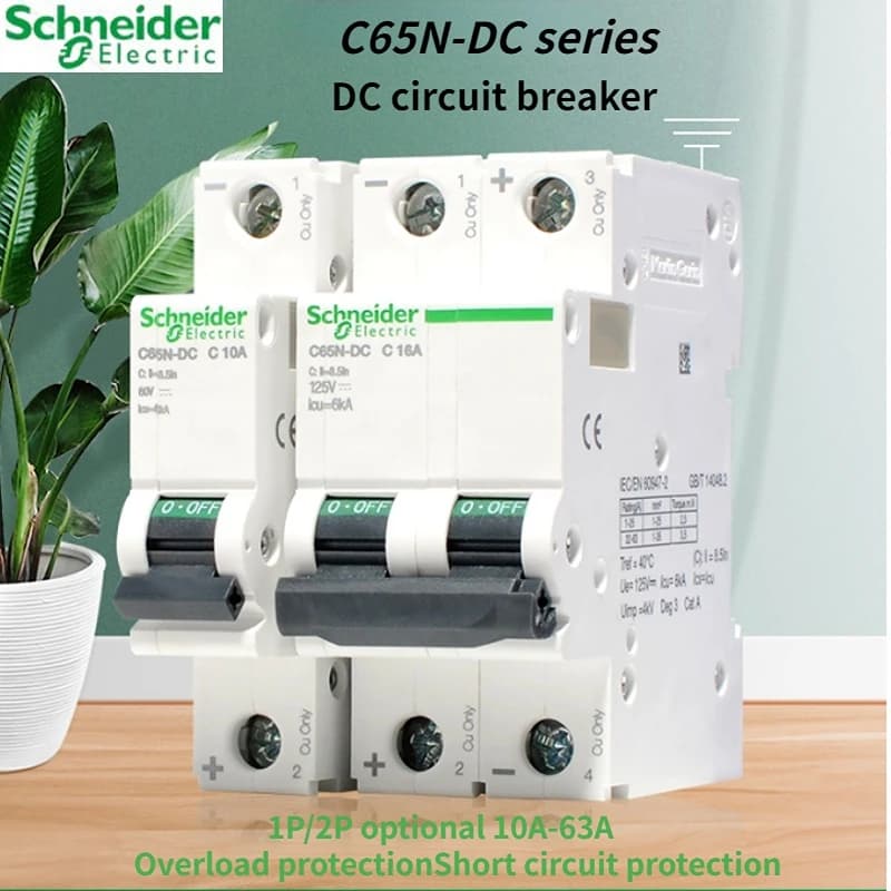 Schneider C65N-DC Miniature Circuit Breaker | 1P 2P Rail Type | Solar DC 32-63A - Thumbnail 3