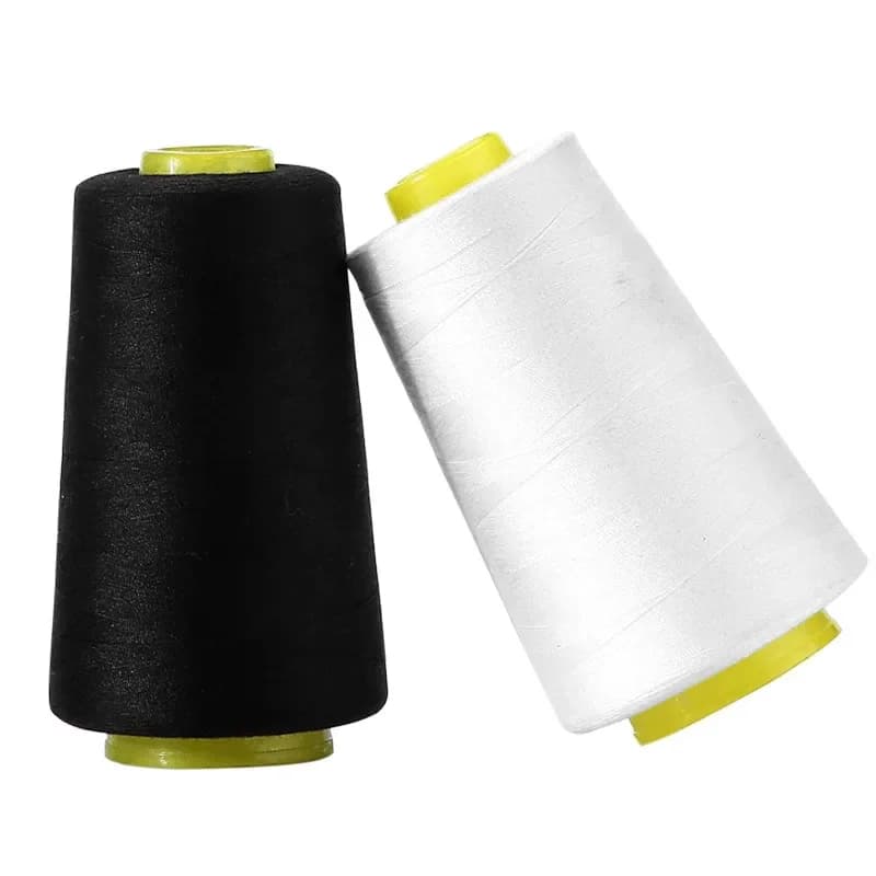 Black/White 402 Overlocker Thread 40S/2 | 3000 Yards Polyester | Industrial & Home Use - Thumbnail 2