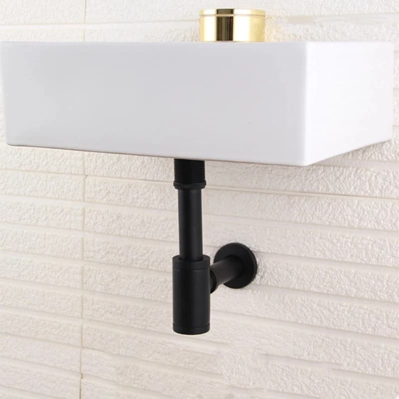 Brushed Gold P-Trap Siphon | Round Brass Basin Waste | Pop-Up Drainer - Thumbnail 5