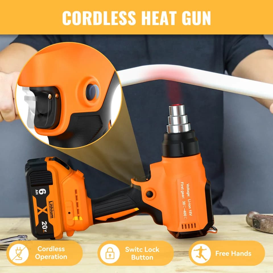 Cordless Heat Gun | For DeWalt 18V Batteries | Shrink Wrapping & Crafts - Thumbnail 5