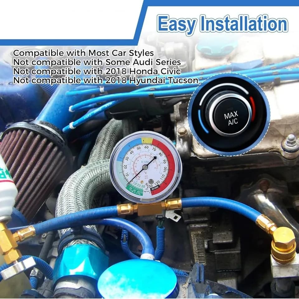Car AC Recharge Kit | Measuring Hose & Can Tap | Refrigerant Pipe Adapter - Thumbnail 6
