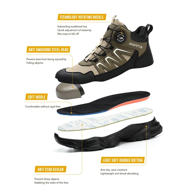 Size 47 48 Safety Toe Wellington Boots | Steel Toe & Lightweight | Rotation Button Fastening - Thumbnail 5