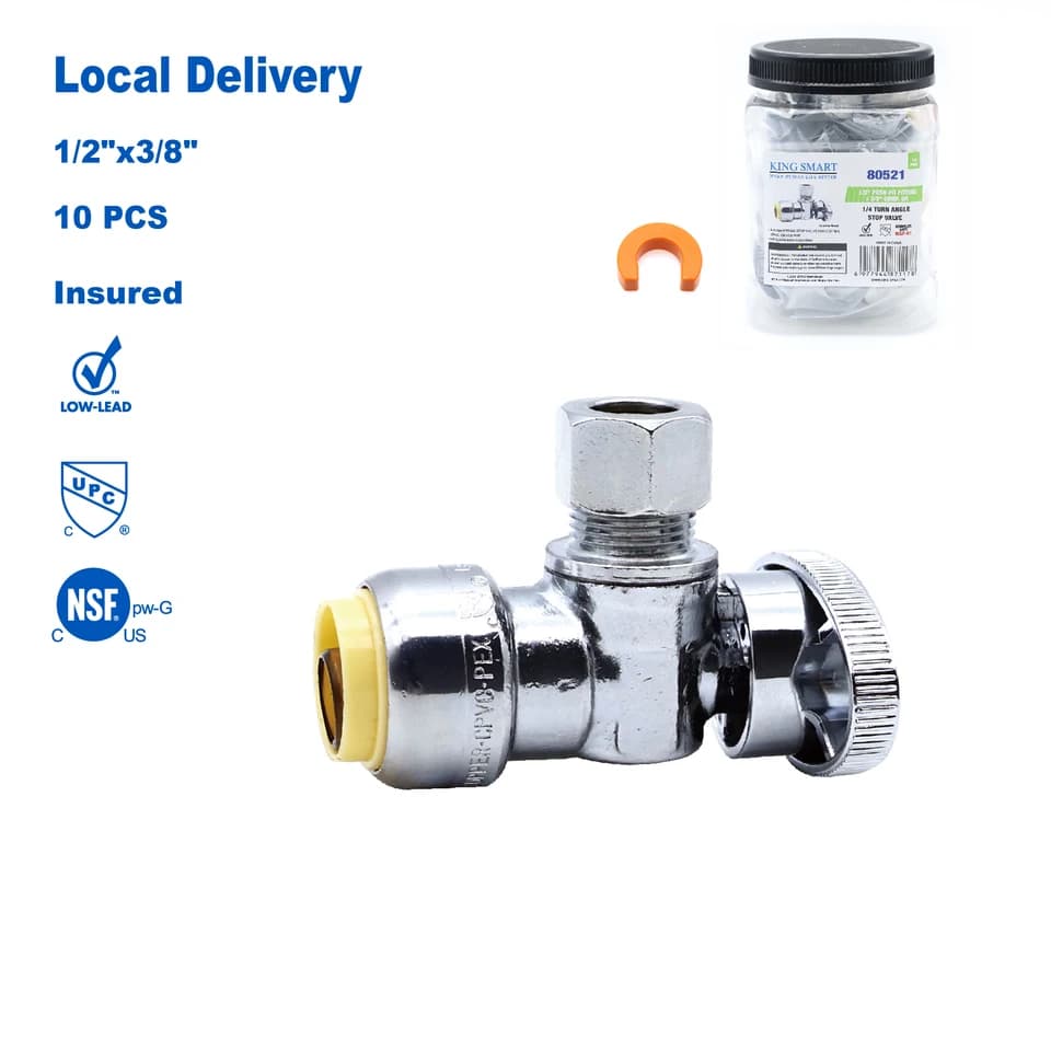 1/2" Push Fit Double Check Valve | 3/8" Comp. OD 1/4 Turn | DZR Lead Free Brass 80521 - Thumbnail 3
