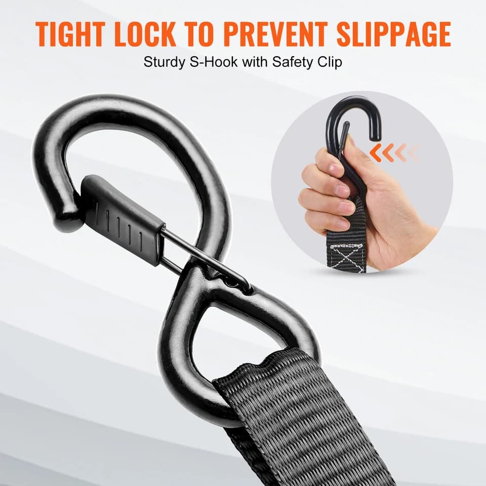 4x Ratchet Tie-Down Straps | Padded Handles & Hook | Cargo & Motorcycle Securing - Thumbnail 5