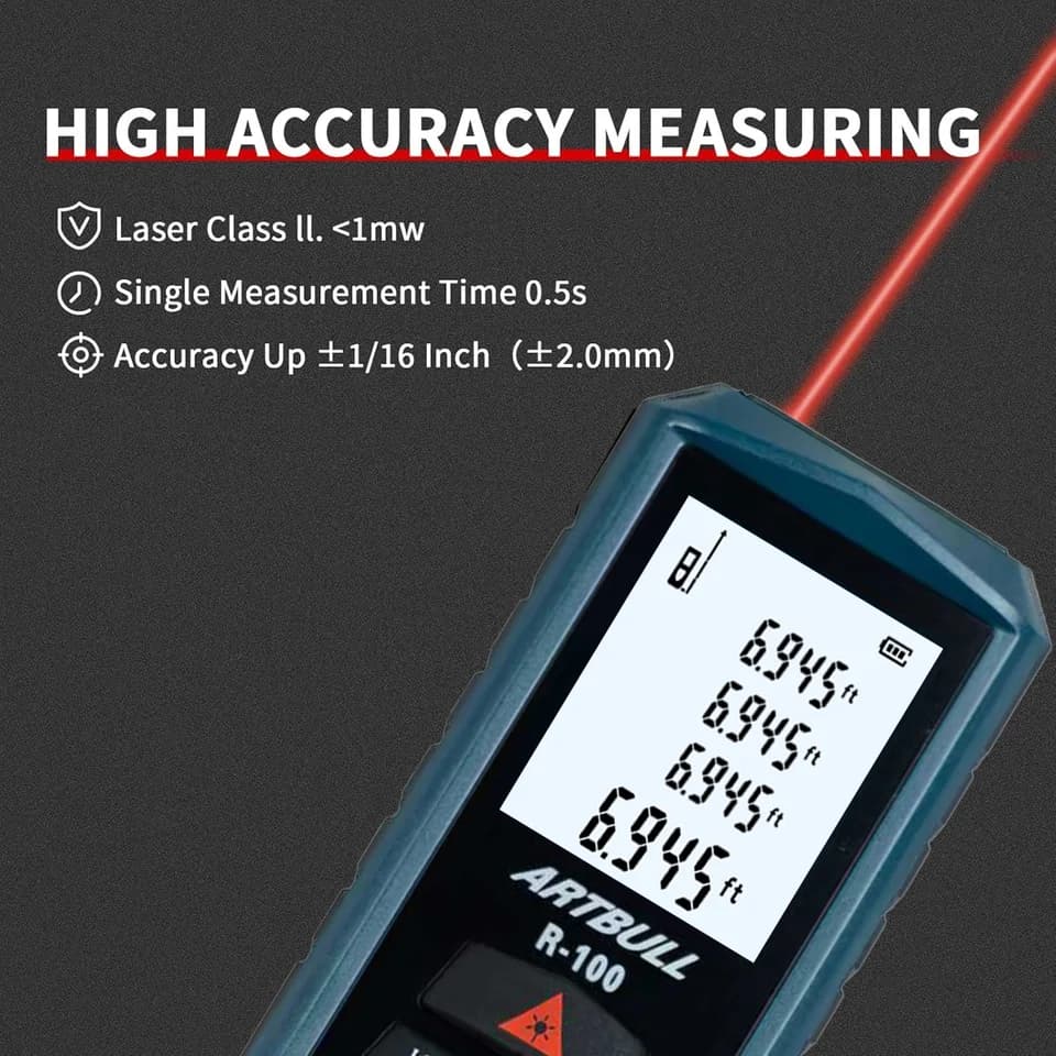 ARTBULL 100m Laser Measure | Infrared Rangefinder | Digital Tape - Thumbnail 4