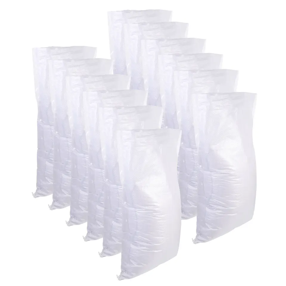 16x Bulk Sand Bag: Multiple white woven bags on a white background.