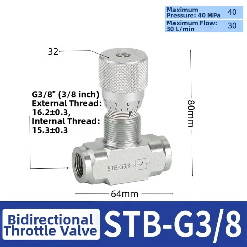 Hydraulic Double Check Valve STB-G3/8 | 5800PSI Flow Control | Oil/Gas Throttle - Thumbnail 6
