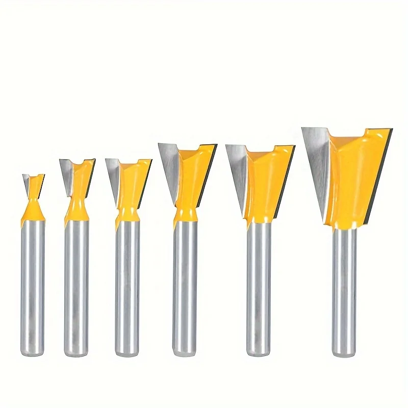 6PC Router Bits | 1/4" Shank Dovetail & Straight | Hard Alloy Mortise/Tenon - Thumbnail 3