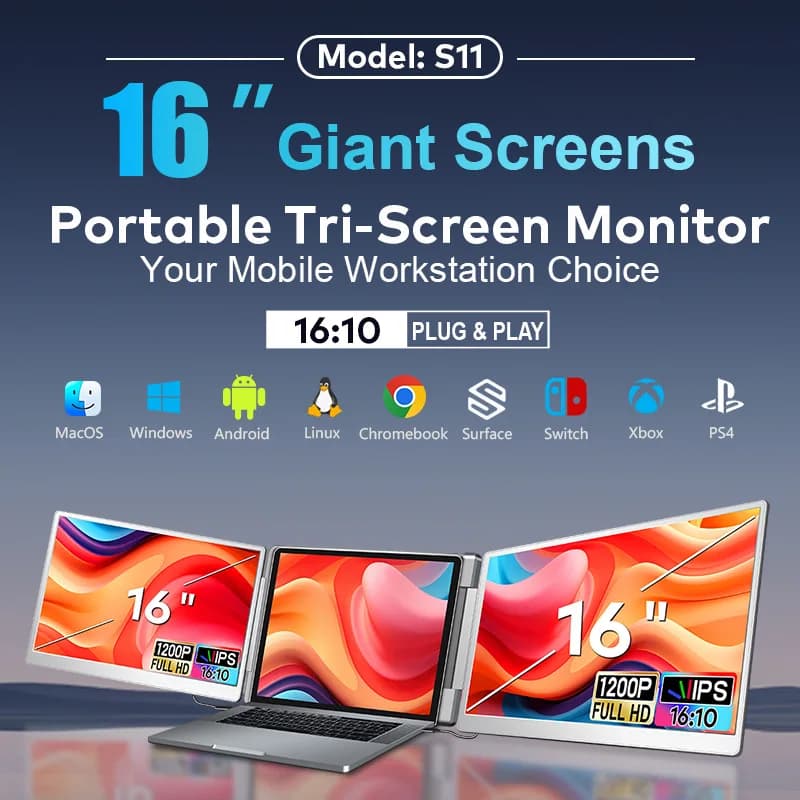 Laptop Screen Extender | FHD IPS Portable Monitor | Dual Display for Productivity - Thumbnail 2