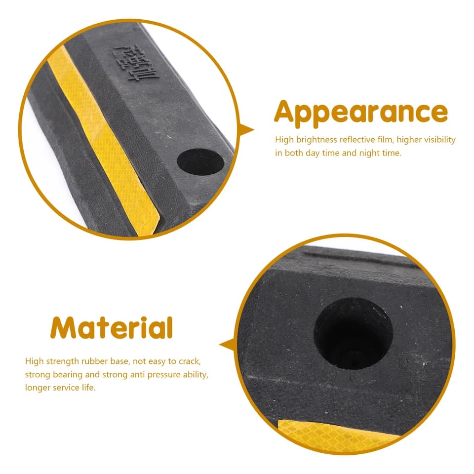 Heavy-Duty Rubber Wheel Chocks | Garage Parking Guide | Tire Stopper Set - Thumbnail 4