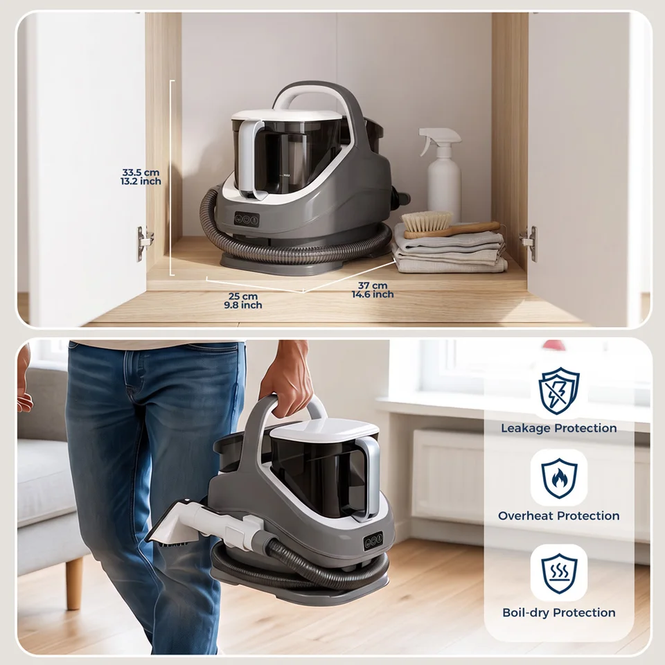 Cleaner Carpet Cleaner | 13kPa Suction & 100°C Steam | 1300W Upholstery - Thumbnail 6