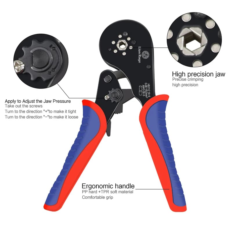 Crimping Tool HSC12 0.08-16mm² | Small Terminal Plier Kit | Electrical Fixture - Thumbnail 3