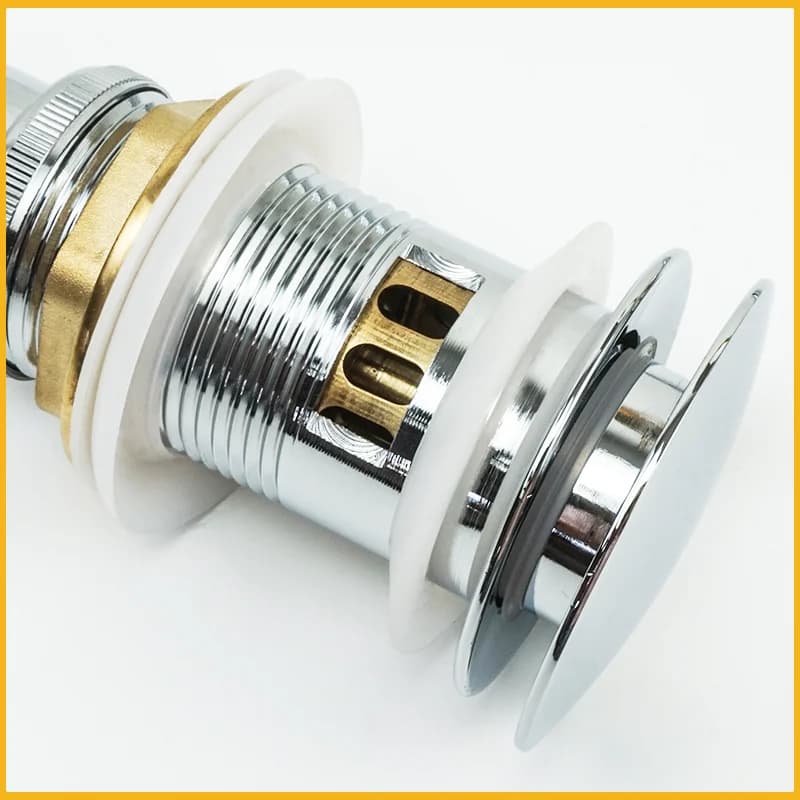 Solid Brass Bottle Trap Waste | Push-Open Basin Stopper | Round Bathroom Drain - Thumbnail 5